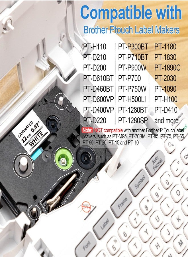 Labelife Compatible Label Tape Replacement for Brother TZ Tape 12mm 0.47 Laminated Black on White TZe-231 TZe 231 Compatible with P-touch PT-D210 PT-H100 PTD400AD PT-P1280 PTD600, 26.2 ft (8m), 2 Pack - Image 2