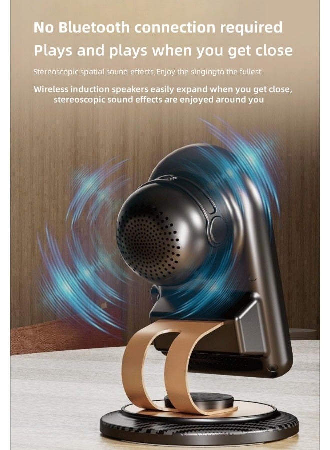BESTPEAK Tech Gifts for Men, 3-in-1 Phone Holder with Wireless Bluetooth Speaker and Wireless Charger Non-slip Base HD Surround Sound, Great for Home and Outdoor Use (Black) - Image 4