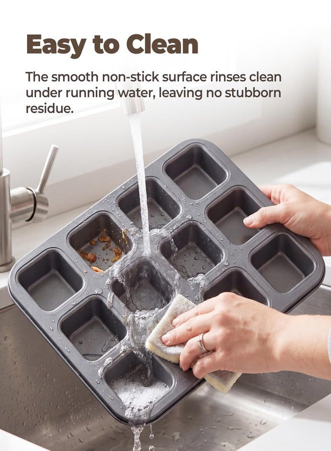 Bake Choice Square Brownie Pan with Dividers, Non Stick Carbon Steel Baking Tray, All Edges Brownie Bite Pan, 1 Pack 12 Cavity, for Individual Brownies, Cupcakes, Muffins, Cookies, Bread - Image 5