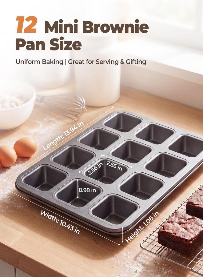 Bake Choice Square Brownie Pan with Dividers, Non Stick Carbon Steel Baking Tray, All Edges Brownie Bite Pan, 1 Pack 12 Cavity, for Individual Brownies, Cupcakes, Muffins, Cookies, Bread - Image 2