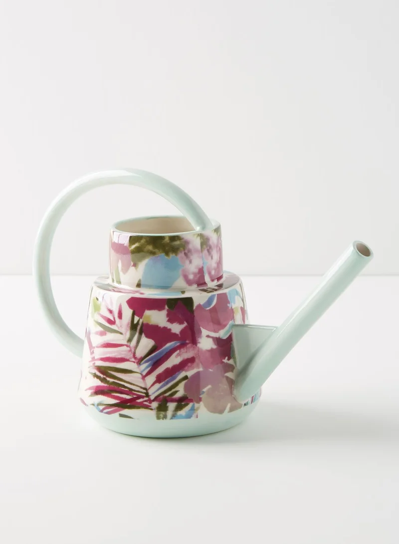Anthropologie Home Leaf Print Watering Can