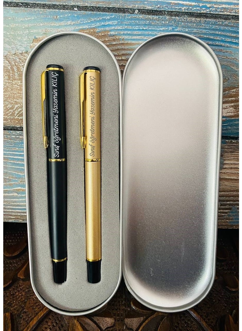 MYK Hediye ve Sanat Atölyesi MYK Gift and Art Workshop Teachers' Day Special Gift Set Personalized Pen with Name Printed Box  - Image 2