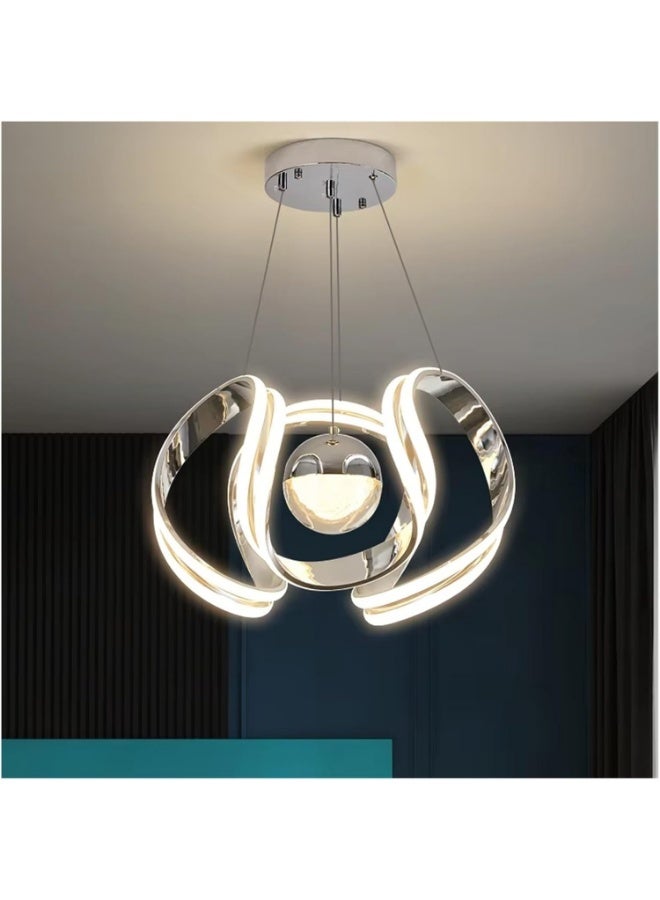 AFN Modern LED Pendant Ceiling Light with Artistic Ring Design | Energy Efficient Hanging Chandelier for Living Room, Dining Area & Bedroom | Contemporary Decorative Ceiling Light Fixture - Image 3