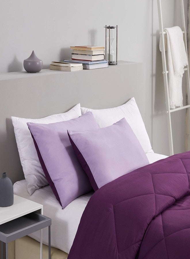 Seward Park Microfiber Pillow Cases Standard Size Set of 2, Ultra Soft Fabric for Hair & Skin 20 x 26 inches, Reversible Pillow Covers Shams with Envelope Closure, Plum & Purple - Image 2