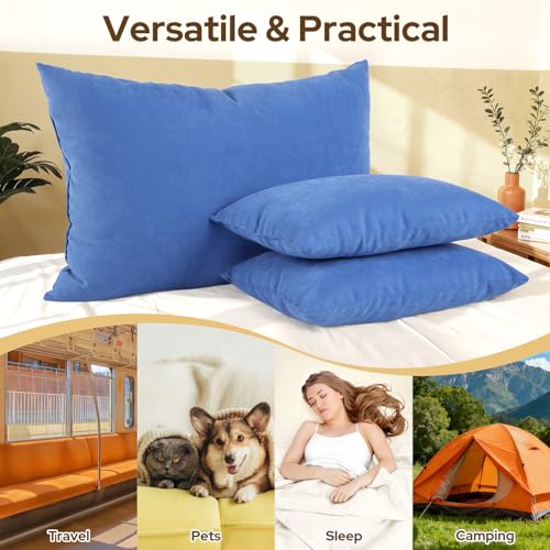 SweetSlubr Small Travel Pillows - 2 Pack, 13"x18" Machine Washable Neck Pillow for Airplane & Long Flight, Breathable Headrest for Nap, Sleeping & Camping, Cushion for Lumbar, Knee, Ankle (Blue) - Image 5