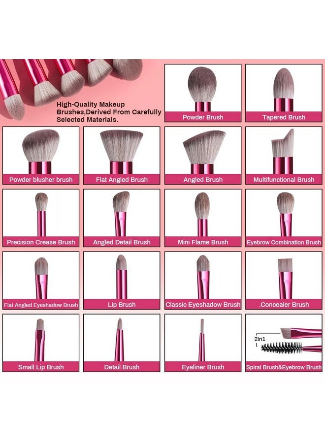 ماي كرييت ® مجموعة فرش مكياج احترافية مكونة من 18 قطعة مع حامل مجموعات فرش في المكياج بشعيرات فائقة النعومة مجموعة فرش مكياج فاخرة للمبتدئين وفناني المكياج والطلاب (وردي) - Image 2