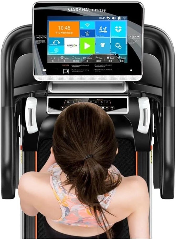 Marshal Fitness 6.0HP DC Motorized Treadmill with 15.6" Android Touchscreen TV | Auto Incline | Foldable Home Running Machine | Bluetooth & Smart Features - Image 3