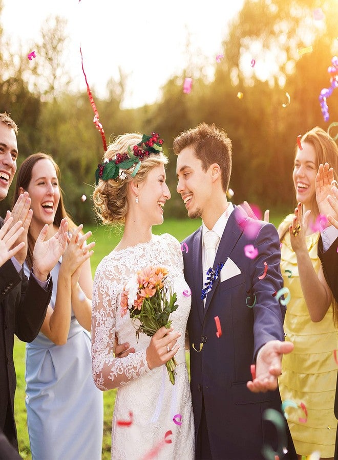 ميتلي طوق رأس من قطعتين من إم تي لي، تاج زهور لعيد الميلاد، إكليل توت صناعي، إكليل زفاف عتيق بنمط الغابة، قابل للتعديل، شريط توت أحمر، قطعة رأس مثالية لحفلات عيد الميلاد والمهرجانات، دعامة للصور - Image 3