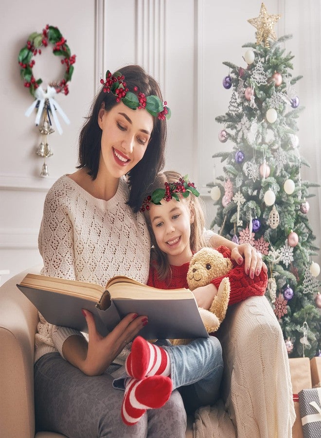 ميتلي طوق رأس من قطعتين من إم تي لي، تاج زهور لعيد الميلاد، إكليل توت صناعي، إكليل زفاف عتيق بنمط الغابة، قابل للتعديل، شريط توت أحمر، قطعة رأس مثالية لحفلات عيد الميلاد والمهرجانات، دعامة للصور - Image 5