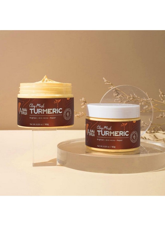 ANAI RUI Turmeric Clay Mask Vitamin C Facial Mask With Turmeric & Kolin Clay Cleasning Mask For Acne Pores Radiant & Smooth Skin 6.35 Oz - Image 5