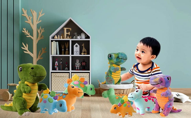 Mirada Super Soft Standing Dinosaur Plush Toy – 35cm | Cute Green & Yellow Stuffed Animal for Kids, Boys & Girls | Adorable Cuddly Plushie | Perfect Birthday, Valentine & Room Décor Gift - Image 4