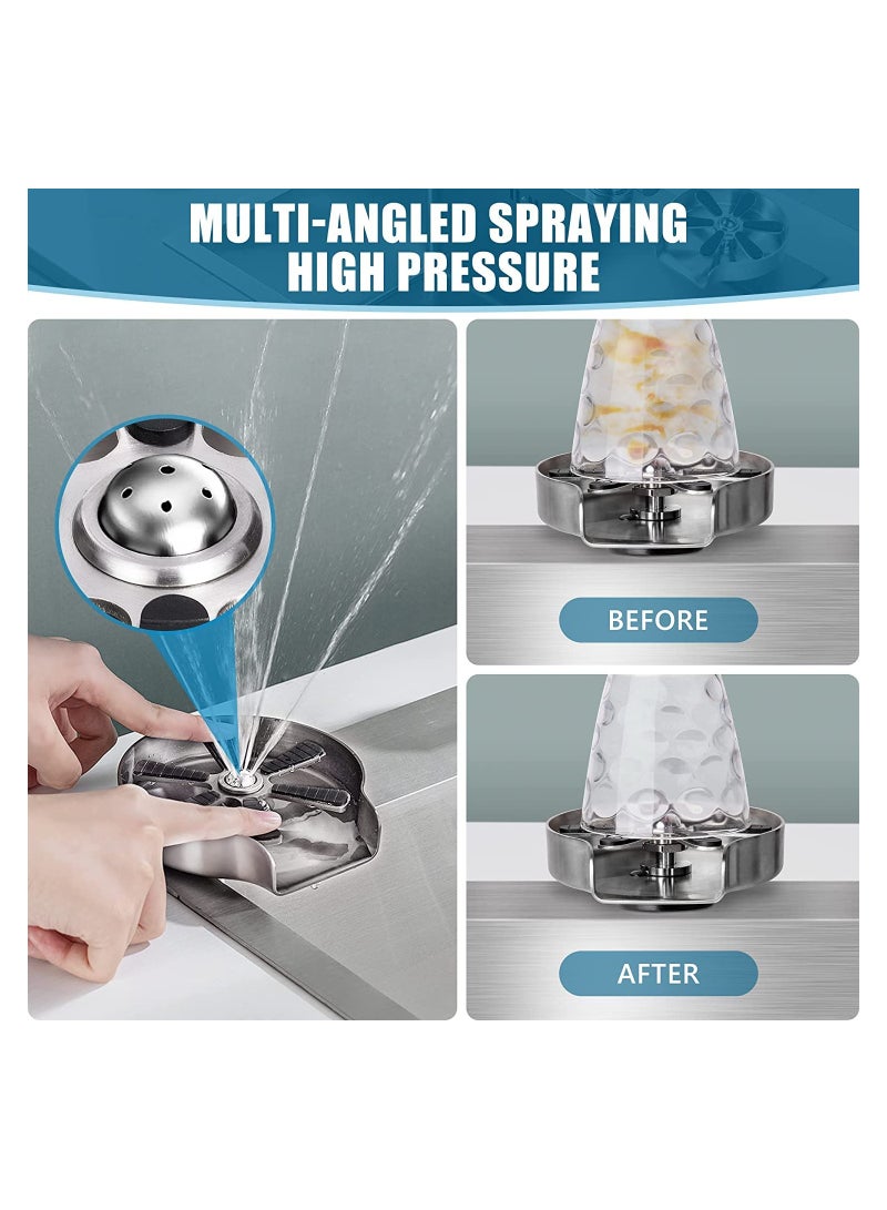 KASTWAVE Variety Glass Rinser for Kitchen Sink- Brushed Nickle Kitchen Sink Glass Rinser- 304 Stainless Steel Glass Washer for Kitchen Sink- Baby Bottle Rinser Sink Attachment with Silicon Arms - Image 3