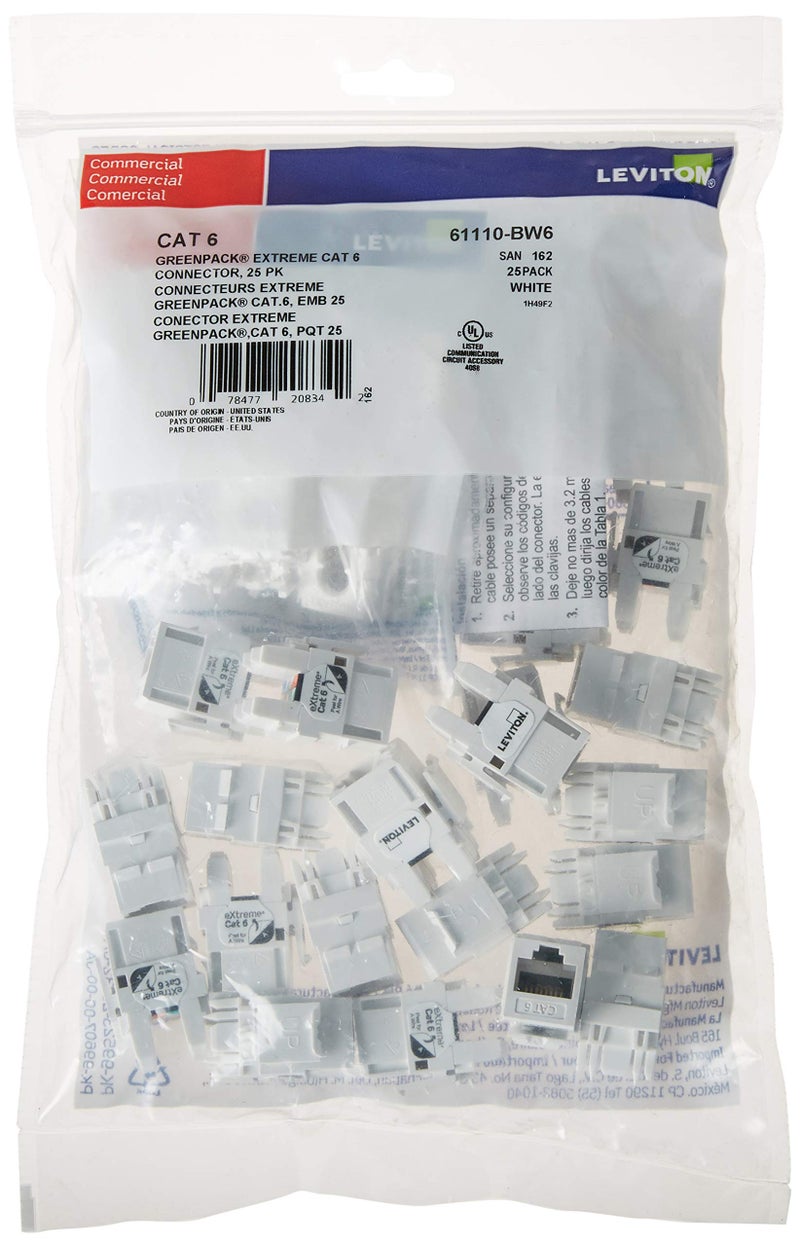 موصل ليفيتون إكستريم 6 كويك بورت CAT 6 150 حزمة 61110JW6 أبيض