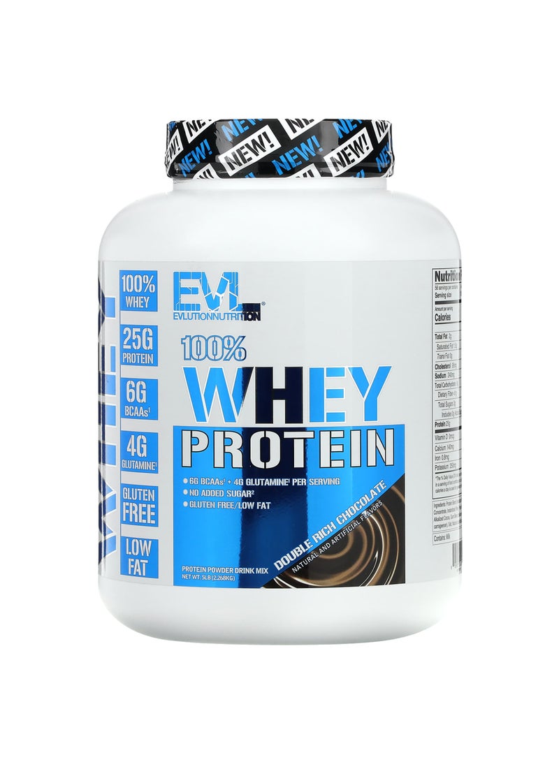 EVLUTION NUTRITION 100% Whey Protein, Double Rich Chocolate, 5lb (2.268 kg)