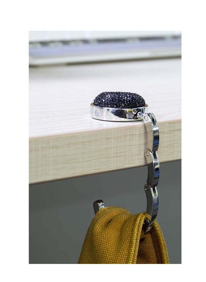 KASTWAVE Foldable Purse Hook, Floding Handbag Hanger Bling Rhinestone Bag Holder for Table Desk 3PCS Black White Red - Image 3