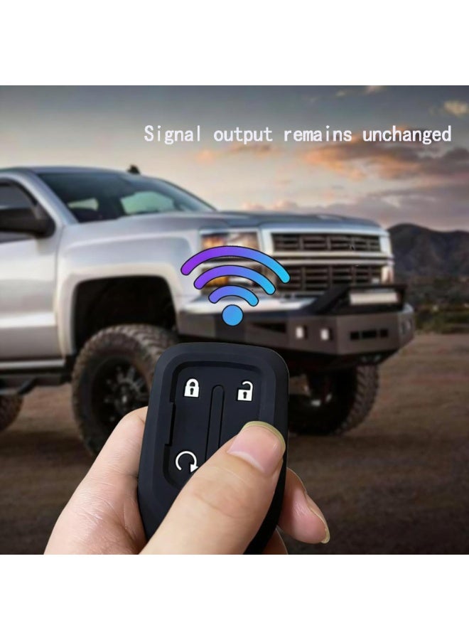 NOSKIN 2 Pack, Silicone Smart Key Fob Cover fit for 2019-2021 Chevy Silverado and GMC Sierra, 5-Button, ith Metal Carabiner,Black - Image 4