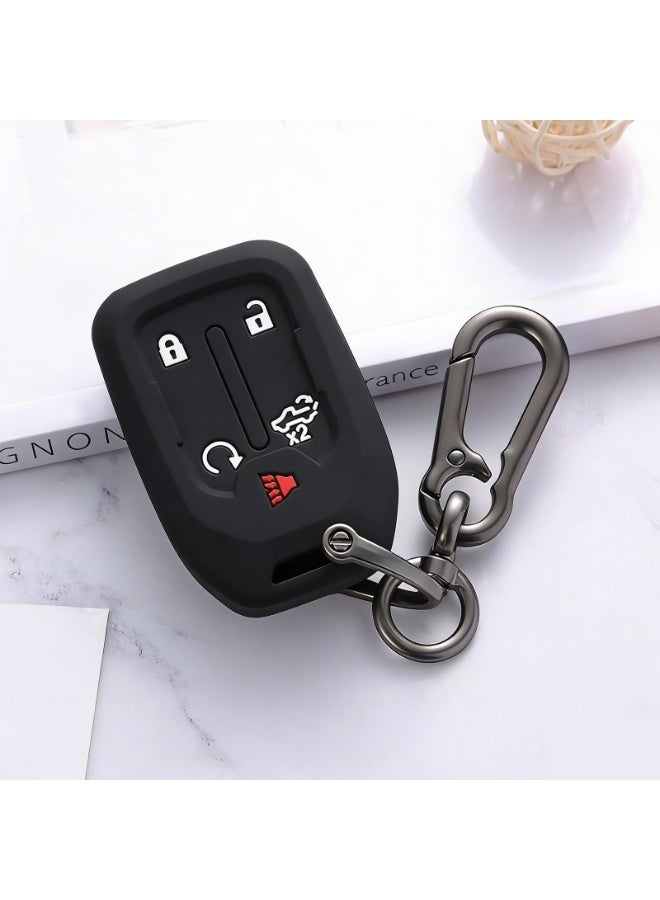 NOSKIN 2 Pack, Silicone Smart Key Fob Cover fit for 2019-2021 Chevy Silverado and GMC Sierra, 5-Button, ith Metal Carabiner,Black - Image 5