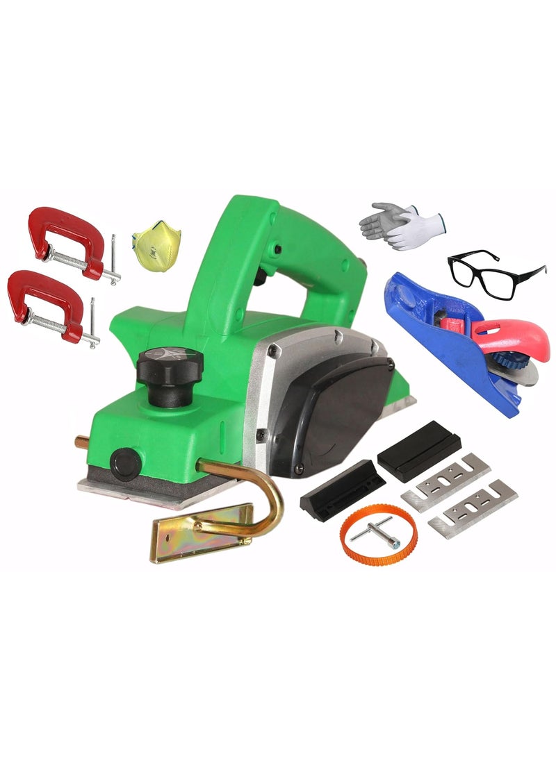 Digital Craft Digital Craft Wood Planer 1400W Machine of Carpentry HighPower MultiFunction Electric Planer Professional Woodworking Machine 82mm Electric Planer Machine5Inch Hand Planer2 G Clamp  - Image 1