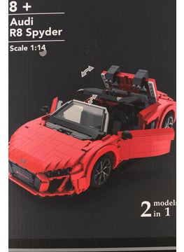 RASTAR 1440-Piece Audi R8 Spyder Toy Car Building Blocks, Red  - Image 3