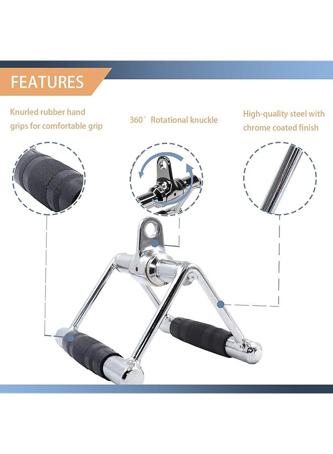 erorex V Shaped Handle With 360° Steel Swivel Cable Machine Attachment Solid Rowing Handle Grips, Rowing Machine Handle Gym Workout Strength Training - Image 4