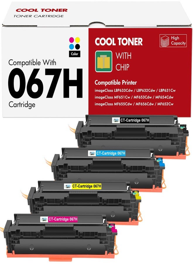 Cool Toner 067H 067 Toner Cartridge Set MF654CDW Compatible for Canon 067 067H Color ImageCLASS MF656CDW MF650C LBP632CDW MF655CDW MF653CDW LBP633CDW LBP630C MF652Cdw MF651Cw Printer 4 Pack High Yield Ink - Image 1