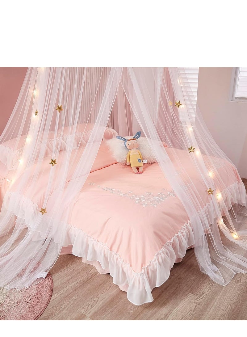 TRASSLE Bed Canopy for Girls,Star Light Bed Curtain Star Bed Canopy Mosquito Net Playing Games House White Dome Bed Canopy Bedroom Decoration Girls Daughter Present for Baby Kids Boys Gift - Image 4