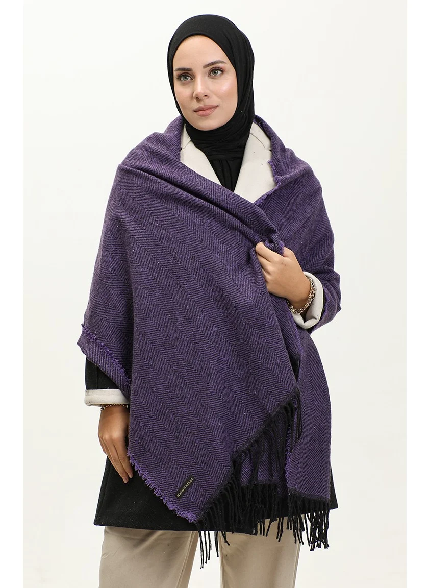 Sefa Merve Plain Acrylic Shoulder Shawl 2063-06 Purple