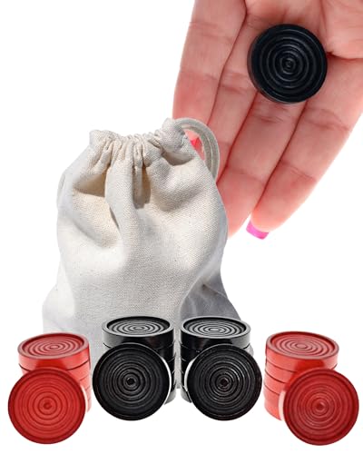 WE Games Wooden Checkers Pieces with Drawstring Storage Bag 24 Checker Pieces Only Red Black 1062inch Diameter - Image 1