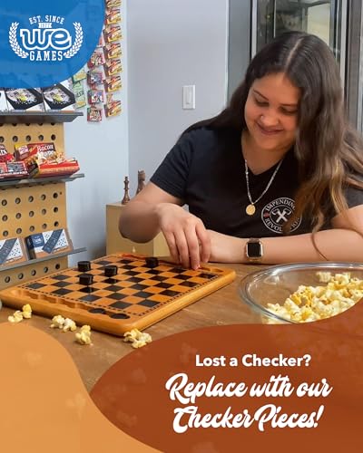 WE Games Wooden Checkers Pieces with Drawstring Storage Bag 24 Checker Pieces Only Red Black 1062inch Diameter - Image 5