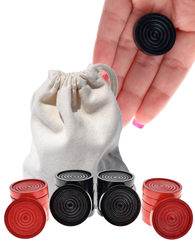 WE Games Wooden Checkers Pieces with Drawstring Storage Bag 24 Checker Pieces Only Red Black 1062inch Diameter - Image 3