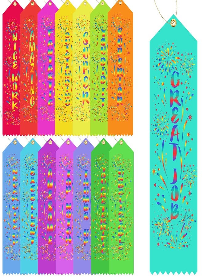 Chinco 150 Pieces Award Ribbons Bulk Participant Ribbons for Prizes Fun Award Honorable Mention Set with Event Card and Rope for Kids Competition Sports Event School Contest(Stylish) - Image 1