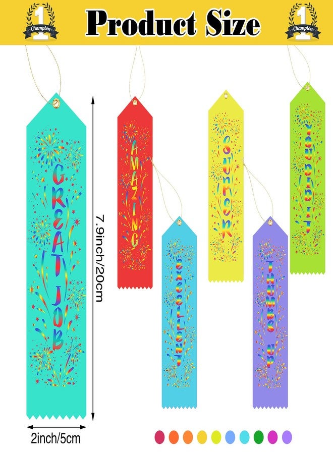 Chinco 150 Pieces Award Ribbons Bulk Participant Ribbons for Prizes Fun Award Honorable Mention Set with Event Card and Rope for Kids Competition Sports Event School Contest(Stylish) - Image 3
