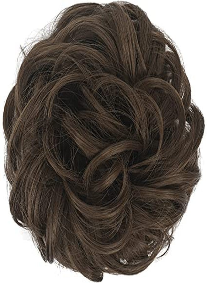 Aternal Messy raffel Hair Bun Hair Piece Wavy Curly Medium Brown Synthetic Ponytail Hair piece Hair Bun Scrunchies Extensions Synthetic Tousled Updo Hairpieces for Women Girls - Image 3