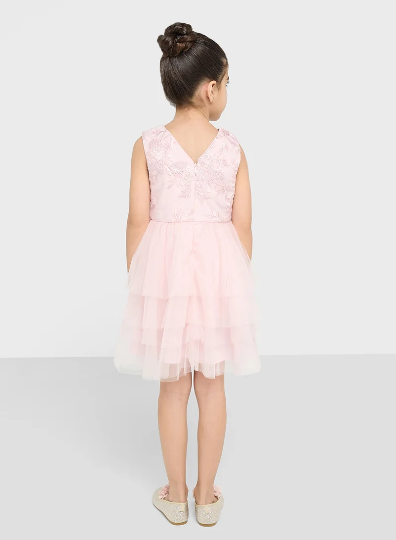 تشي تشي لندن جيرلز Pink Tulle Layered Dress