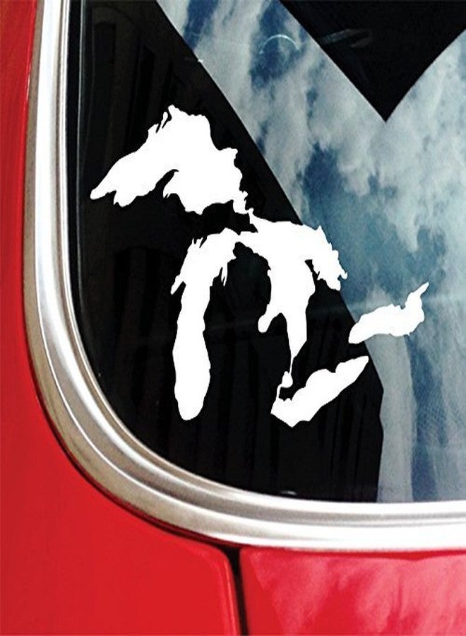 Nudge Printing Great Lakes Sticker Michigan Car Decal Premium Heavy-Duty Waterproof Vinyl for Bumpers, Windows, Laptops, Water Bottles or Coolers (White, 4.75" Wide) - Image 2