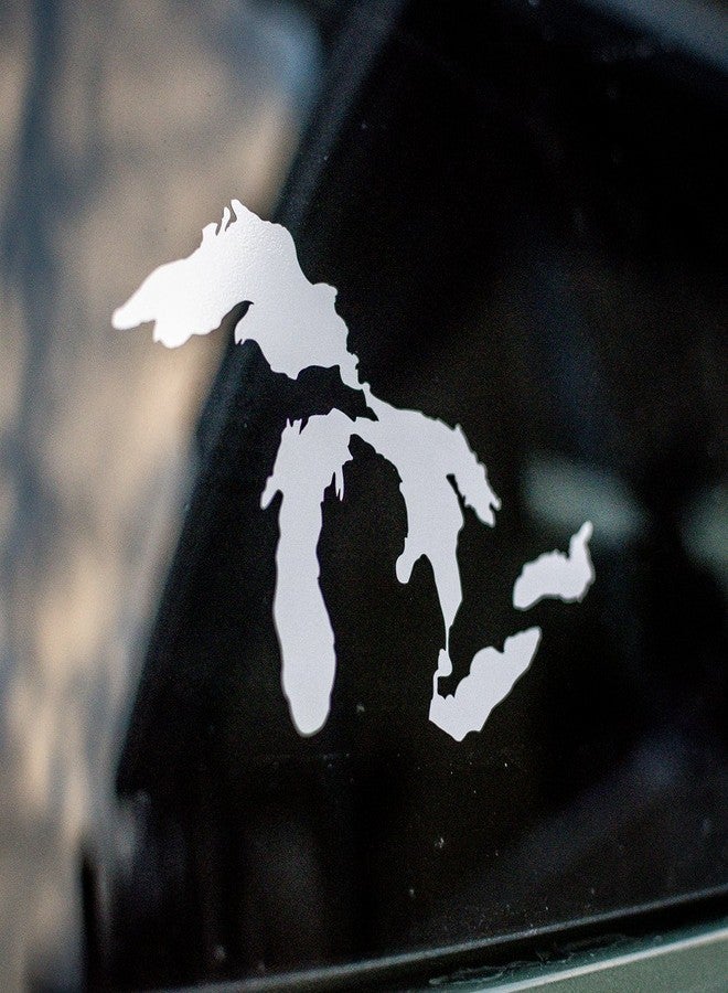 Nudge Printing Great Lakes Sticker Michigan Car Decal Premium Heavy-Duty Waterproof Vinyl for Bumpers, Windows, Laptops, Water Bottles or Coolers (White, 4.75" Wide) - Image 1