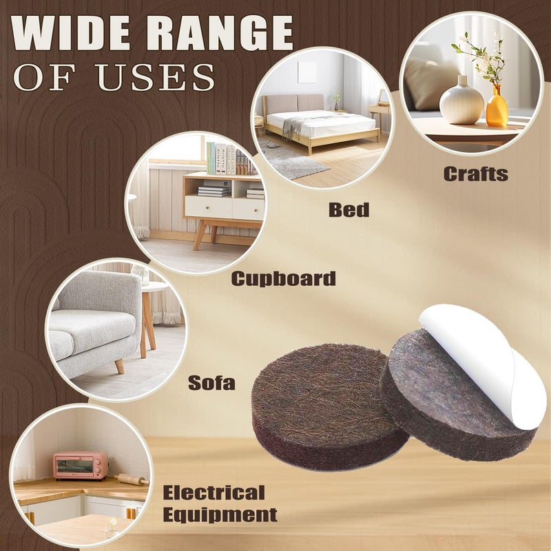 Yelanon Felt Furniture Pads -182 Pcs Premium Felt Pads for Chair Legs Furniture, Floor Protectors for Hardwood Floors, Brown - Image 4