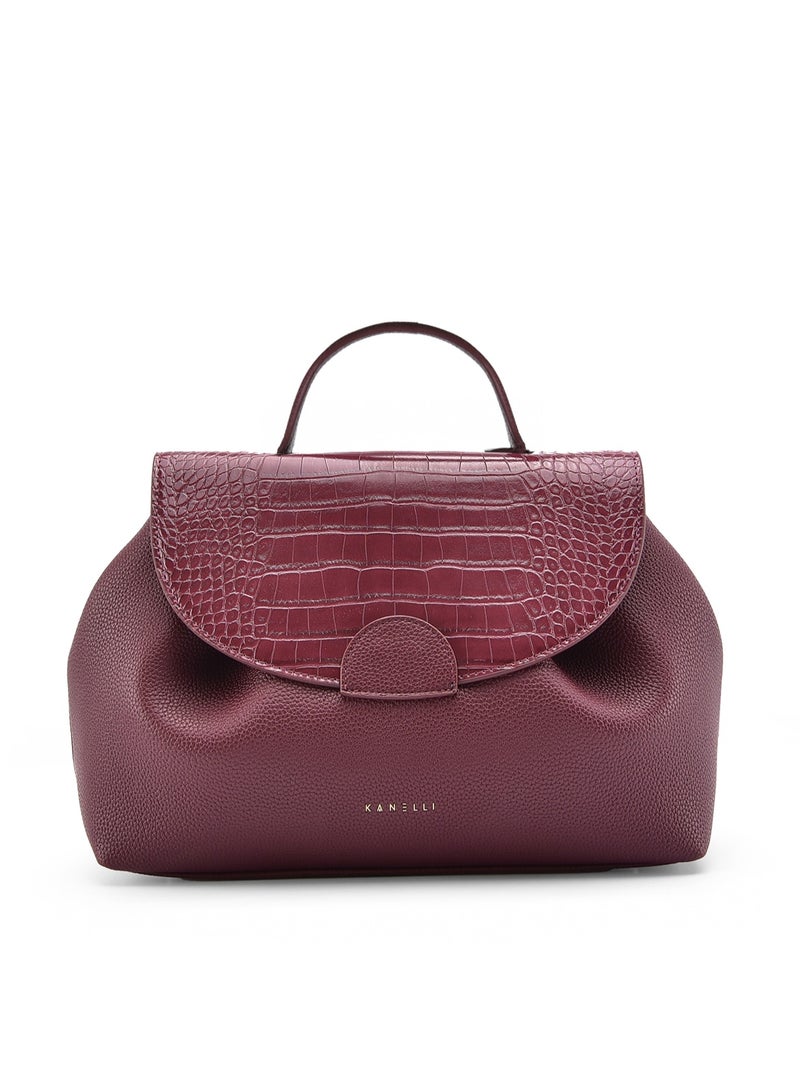 KANELLI Kanelli leather hand bag for women , Wine Purple - Image 1