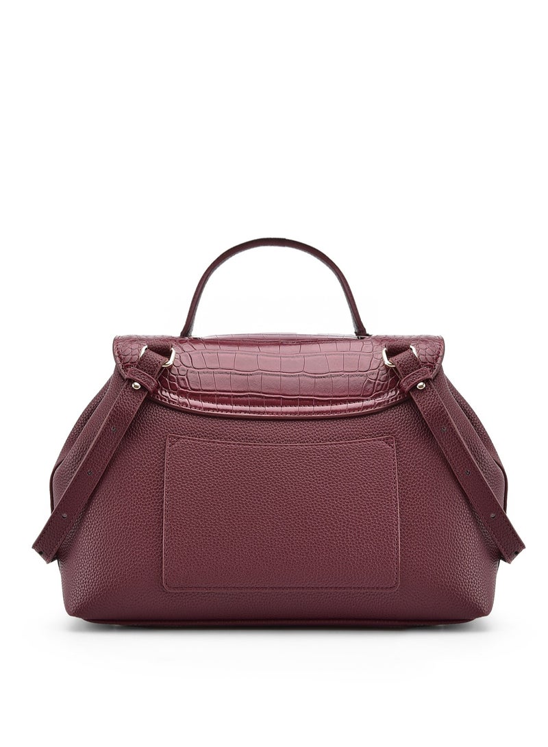 KANELLI Kanelli leather hand bag for women , Wine Purple - Image 3
