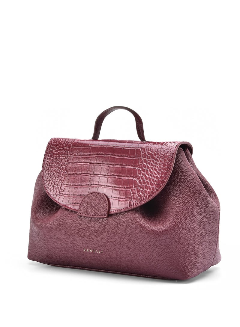 KANELLI Kanelli leather hand bag for women , Wine Purple - Image 2
