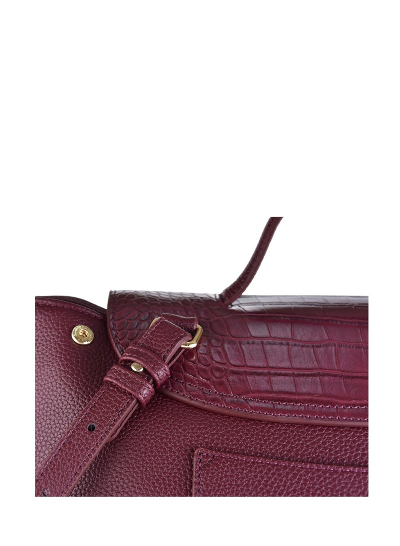 KANELLI Kanelli leather hand bag for women , Wine Purple - Image 4