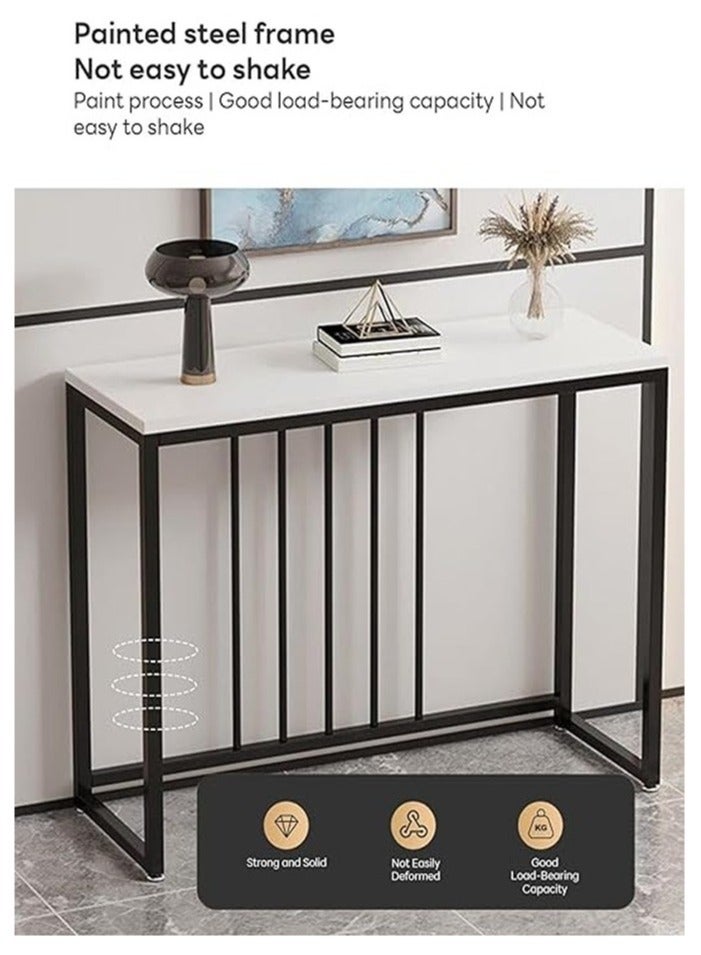 إيه جي دي طاولة وحدة التحكم للمدخل، طاولة كونسول جانبية ضيقة من خشب MDF، وإطار معدني، طاولة أريكة للممر وغرفة المعيشة 100 × 30 × 80 سم، أبيض - Image 3