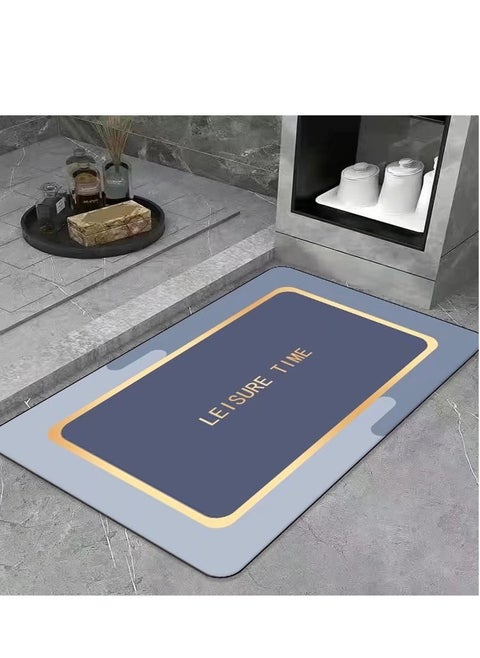 LESTER Anti-Slip Water Absorbent Bathroom Mat, Quick Drying Bathroom Carpet, Non-slip  Doormat  Floor Mats, Home Decor Set Bathroom Mat Rectangle Shape Blue 50x80cm