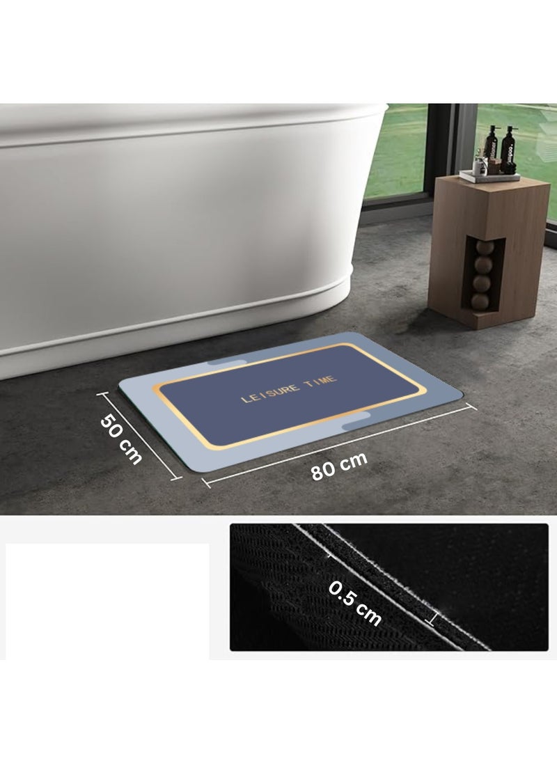LESTER - LESTER Anti-Slip Water Absorbent Bathroom Mat, Quick Drying Bathroom Carpet, Non-slip  Doormat  Floor Mats, Home Decor Set Bathroom Mat Rectangle Shape Blue 50x80cm - Image 1