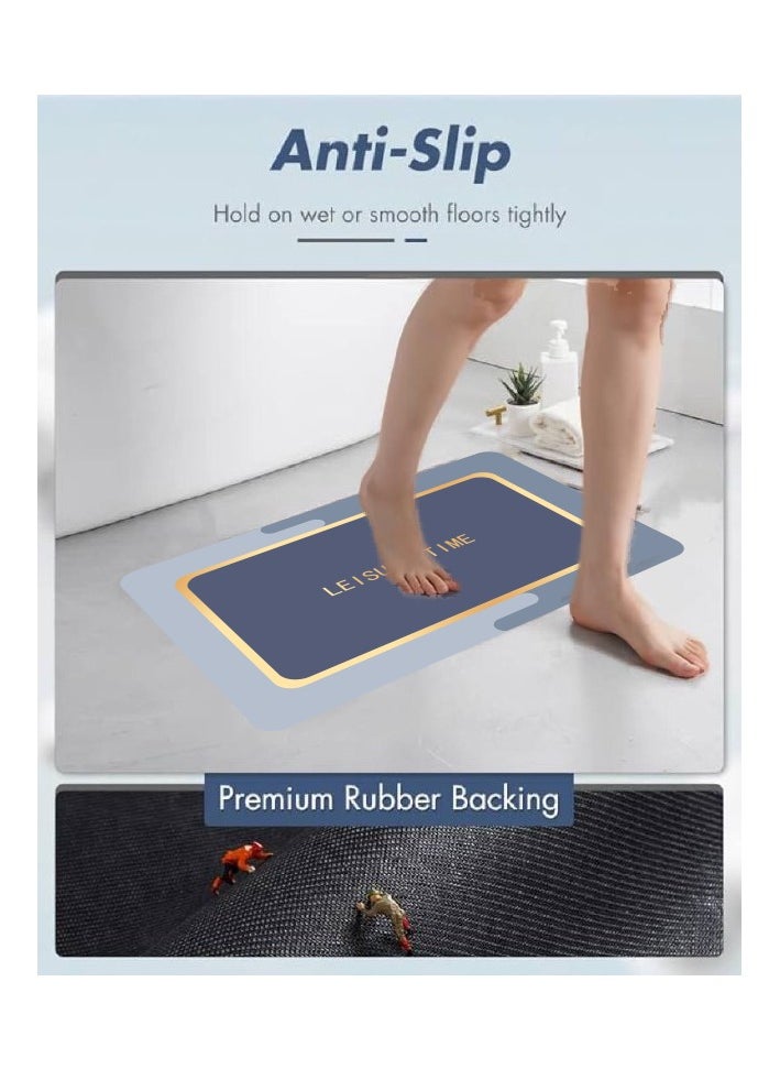 LESTER - LESTER Anti-Slip Water Absorbent Bathroom Mat, Quick Drying Bathroom Carpet, Non-slip  Doormat  Floor Mats, Home Decor Set Bathroom Mat Rectangle Shape Blue 50x80cm - Image 1