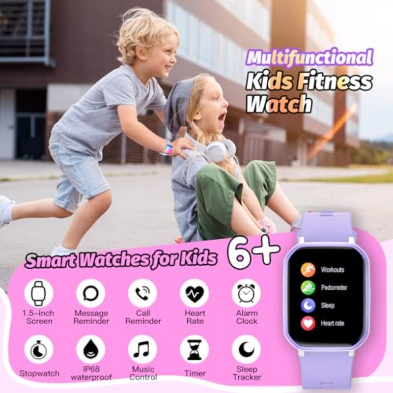 Smart Watch for Girls, IP68 Waterproof Fitness Tracker Watch with 1.5 Inch DIY Face, Heart Rate Sleep Monitor, 19 Sport Modes, Calories Counter, Alarm Clock, Great Gifts for 6+ - Image 3