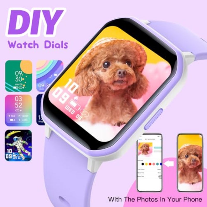 Smart Watch for Girls, IP68 Waterproof Fitness Tracker Watch with 1.5 Inch DIY Face, Heart Rate Sleep Monitor, 19 Sport Modes, Calories Counter, Alarm Clock, Great Gifts for 6+ - Image 2