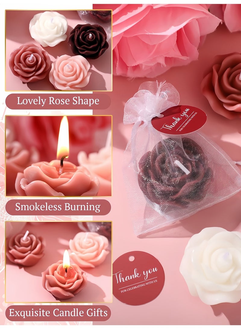24Pcs Colorful Rose Scented Candles Set, Handmade Aromatherapy Candles with Sheer Bags & Thank You Tags, Rose-Shaped Decor for Party Ambiance, Gifts for Her - Image 2