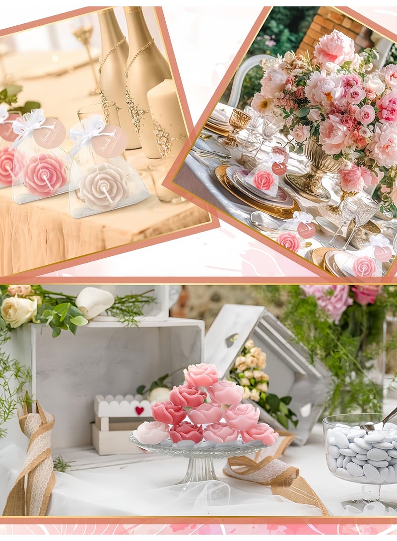 24Pcs Colorful Rose Scented Candles Set, Handmade Aromatherapy Candles with Sheer Bags & Thank You Tags, Rose-Shaped Decor for Party Ambiance, Gifts for Her - Image 4