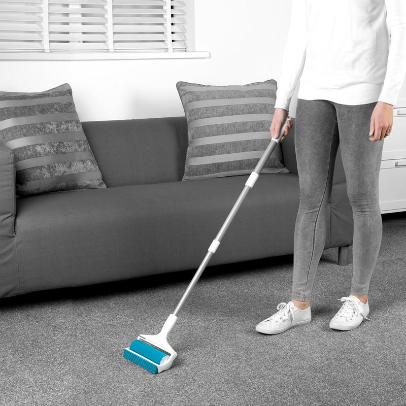 Beldray LA072573EU Plus+ TPR Gel Lint Roller With Built-In Squeegee Edge Telescopic Handle, Lint & Pet Hair Remover/Lifter, Use on Floors, Upholstery & Furniture, Washable and Reusable - Image 1